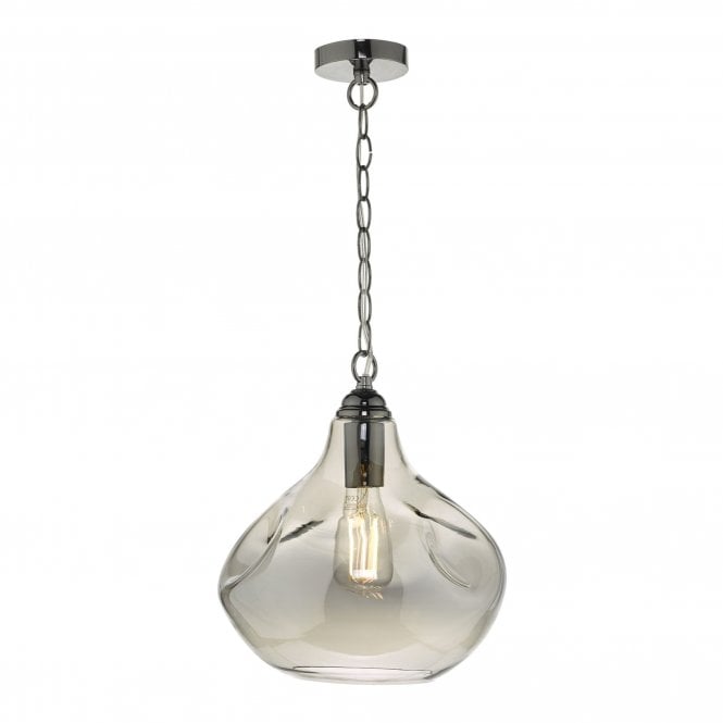 ESAROSA smoked glass ceiling pendant on black chrome fitting