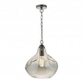 ESAROSA smoked glass ceiling pendant on black chrome fitting