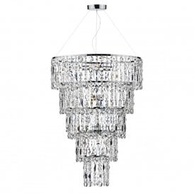 ESCALA long drop crystal waterfall chandelier on chrome frame