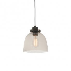 ESQUIRE Black Chrome With Smoke Grey Tinted Glass Pendant Light