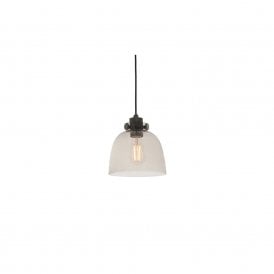 ESQUIRE Black Chrome With Smoke Grey Tinted Glass Pendant Light