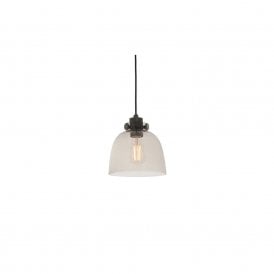 ESQUIRE Black Chrome With Smoke Grey Tinted Glass Pendant Light