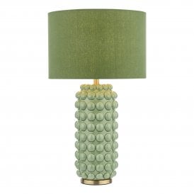 Table Lamp in Green Satin Brass With Green Shade