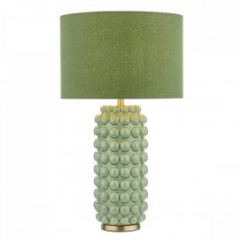 Etzel Green and Satin Brass Table Lamp With Shade