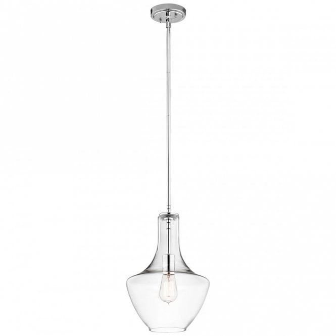 EVERLY clear glass ceiling pendant light on chrome fitting - small