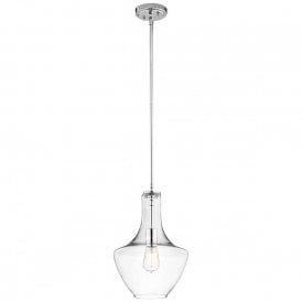 EVERLY clear glass ceiling pendant light on chrome fitting - small