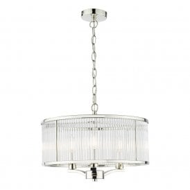 EVEYLN 3 Light Pendant Polished Nickel Glass