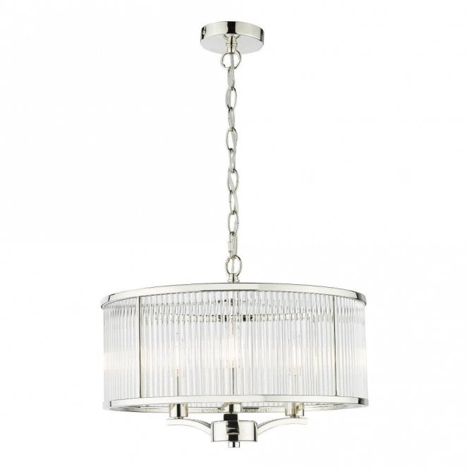 EVEYLN 3 Light Pendant Polished Nickel Glass
