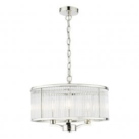 EVEYLN 3 Light Pendant Polished Nickel Glass
