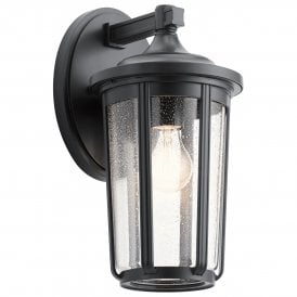 black outdoor and seeded glass wall light 