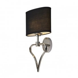 FALMOUTH IP44 heart shaped bathroom wall light with black shade