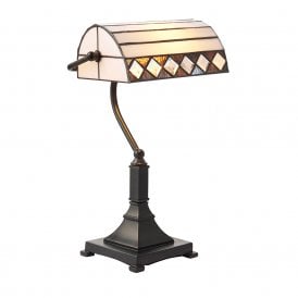 FARGO Art Deco bankers desk lamp with Tiffany glass shade