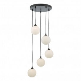 FEDERICO 5 Light Cluster Pendant Black Opal Glass