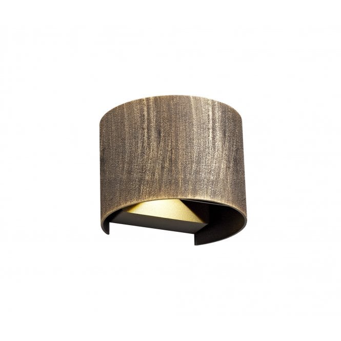 FELIX flush fit LED outdoor wall light in rustic black/gold finish