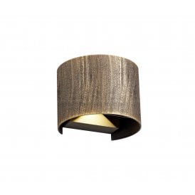 FELIX flush fit LED outdoor wall light in rustic black/gold finish
