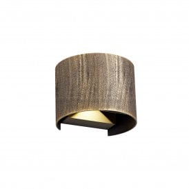FELIX flush fit LED outdoor wall light in rustic black/gold finish