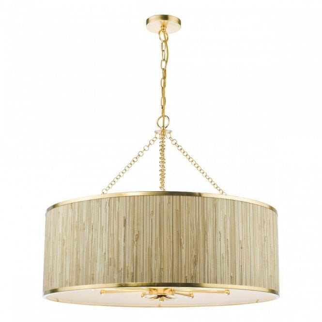 Fenella 8 Light Gold Leaf Pendant with Seagrass Shade