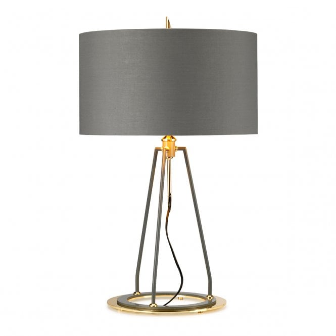 FERRARA contemporary grey and polished gold table lamp with shade
