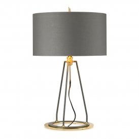 FERRARA contemporary grey and polished gold table lamp with shade