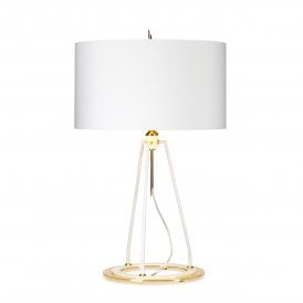 FERRARA contemporary white and polished gold table lamp with shade