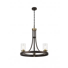 FEUDAL 3 light Medieval style hoop chandelier in a dark oxide brown finish