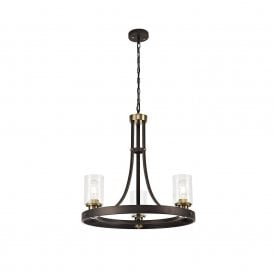 FEUDAL 3 light Medieval style hoop chandelier in a dark oxide brown finish