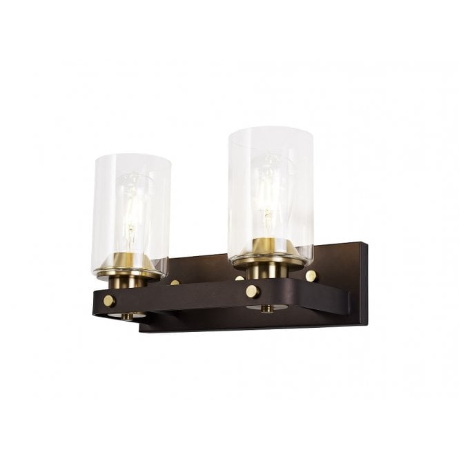 FEUDAL double wall light in dark oxide brown with cylindrical glass shades