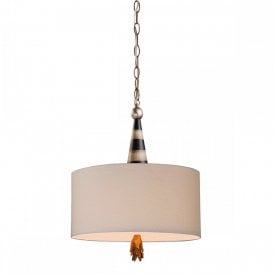 FLAMBEAU decorative drum pendant with cream, black and gold detailing