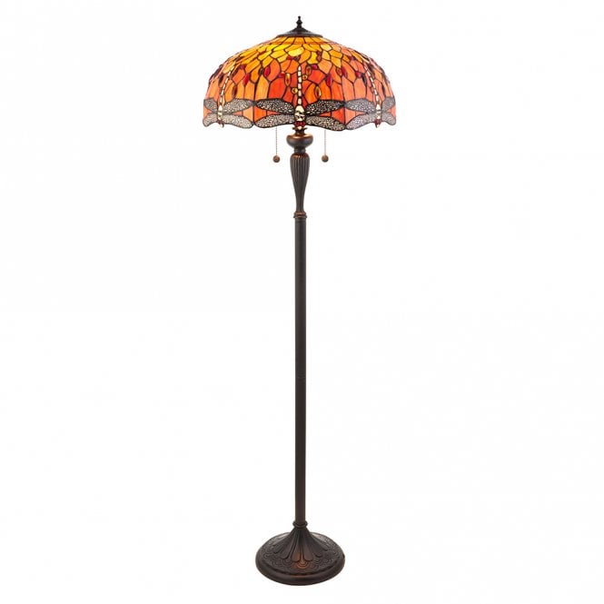 FLAME DRAGONFLY floor lamp with Tiffany glass shade