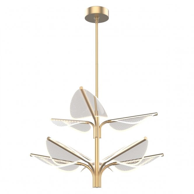 Floriana 8 Leaf Large LED Chandelier in Natural Brass