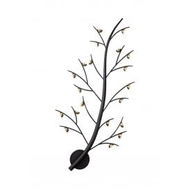 FOREST modern black 20 light feature wall light with antique brass lamp holders