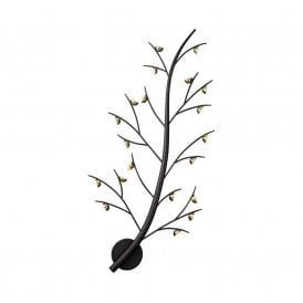 FOREST modern black 20 light feature wall light with antique brass lamp holders