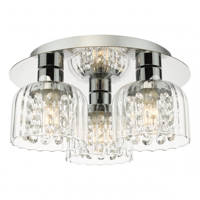 Forseti 3 Light IP44 Bathroom Flush Polished Chrome and Glass