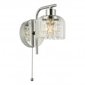 Bathroom wall light in polished chrome and glass