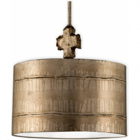 FRAGMENT silver hand leafed metal ceiling pendant light (medium)