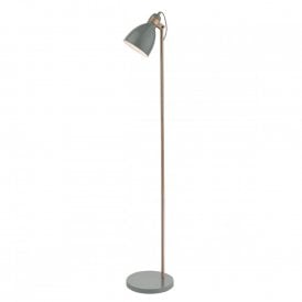 FREDERICK pale grey retro design floor light with copper detailing