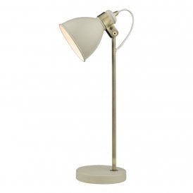 Cream task lamp with antique brass