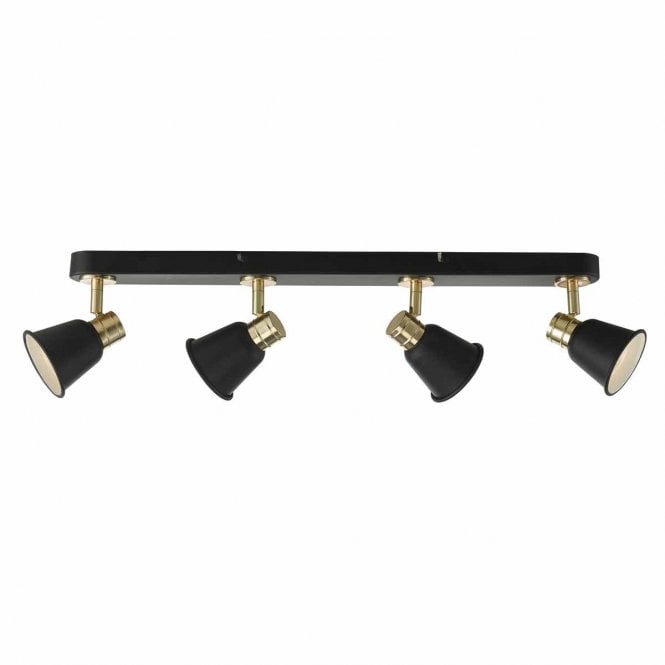 FRY 4 light spotlight bar in matt black with rose gold detailing
