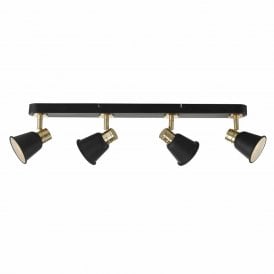 FRY 4 light spotlight bar in matt black with rose gold detailing
