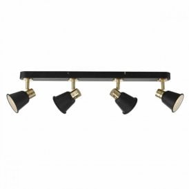FRY 4 light spotlight bar in matt black with rose gold detailing