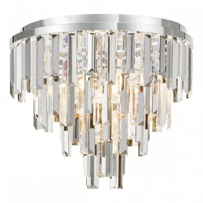 Fuentes 5 Light Polished Chrome and Crystal Flush Ceiling Light