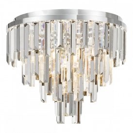 polished chrome and crystal flush ceiling fitting