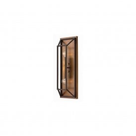 FULTON rectangular wall panel light in bronze and brass