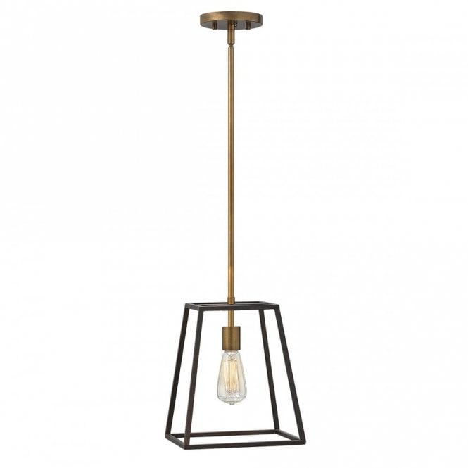 FULTON single ceiling pendant light with open bronze cage shade