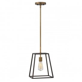 FULTON single ceiling pendant light with open bronze cage shade
