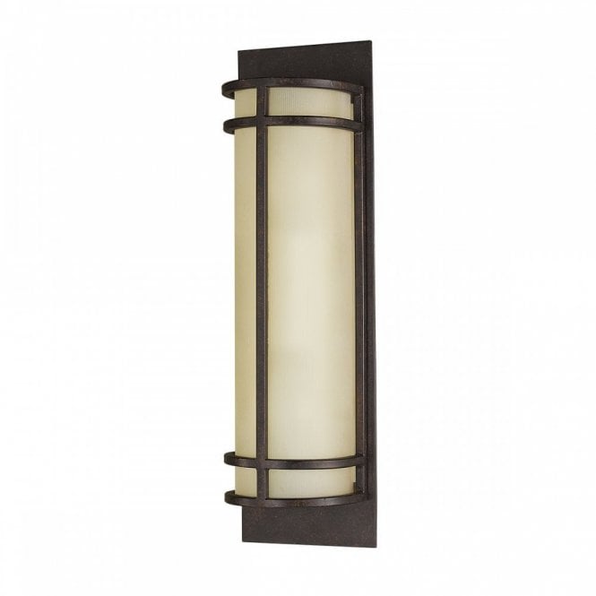 FUSION 2 light dark bronze wall light with amber glass shade