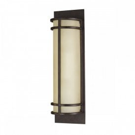 FUSION 2 light dark bronze wall light with amber glass shade