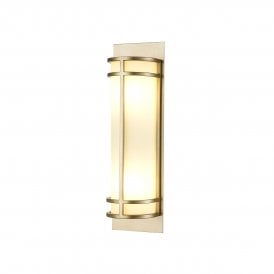 Tall Art Deco Style Wall Light in Brass with Opal Ribbed Glass
