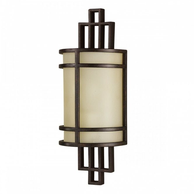 FUSION single dark bronze wall light with amber glass shade
