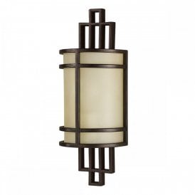 FUSION single dark bronze wall light with amber glass shade